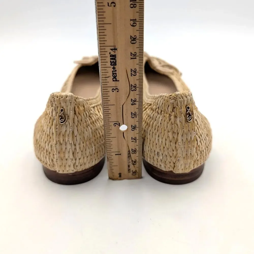 Sam Edelman May Ballet Flat Bow Detail Women's Woven Raffia Size US7 EU37.5